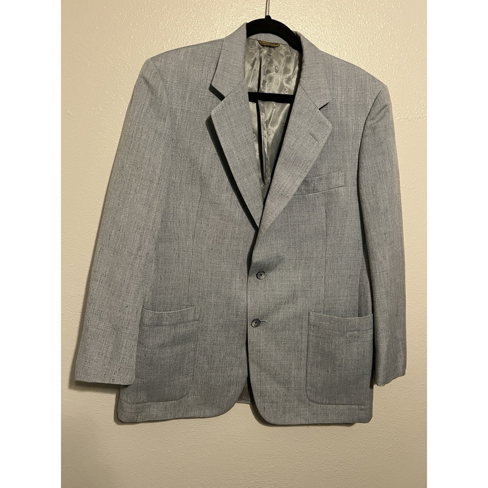 Vintage Hart Schaffner Marx Christian Dior Men's Grey Blue Sport Coat Jacket  40